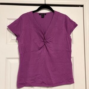 August Silk Women's Short Sleeve Purple Twist Top